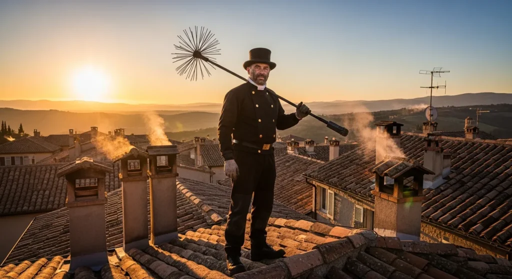 pogotowie kominiarskie podczas pilnej interwencji przy kominie